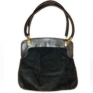 Palizzio Black Shoulder Bag Gold Tone Hardware Vintage EUC